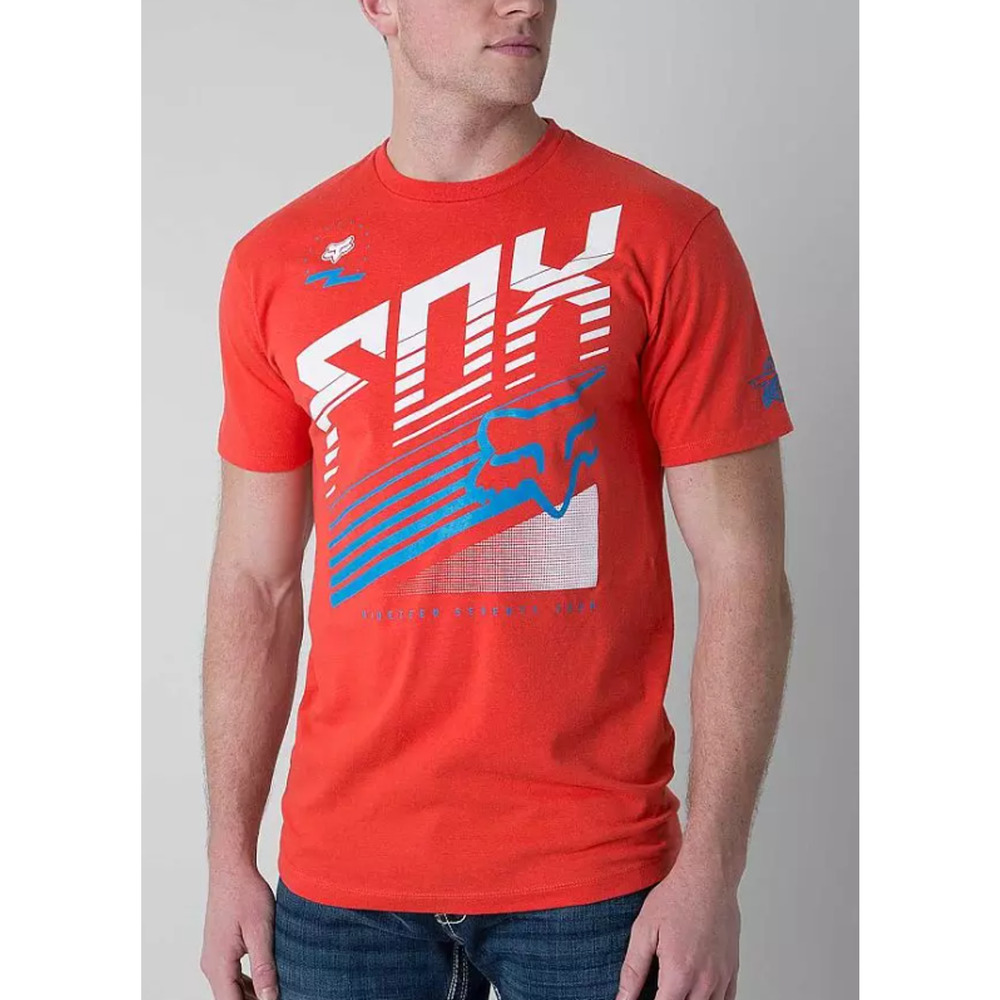 Fox‎ Two Stroke Orange Crew Neck Short Sleeve Racing T-Shirt Men's Size Small